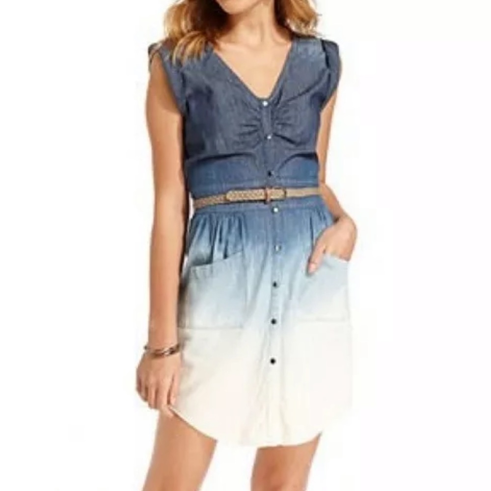 EUC JS Dip Dye Ombré Denim Dress - S